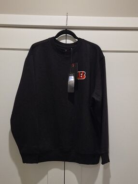 Antigua Cincinnati Bengals Black Crewneck Sweatshirt